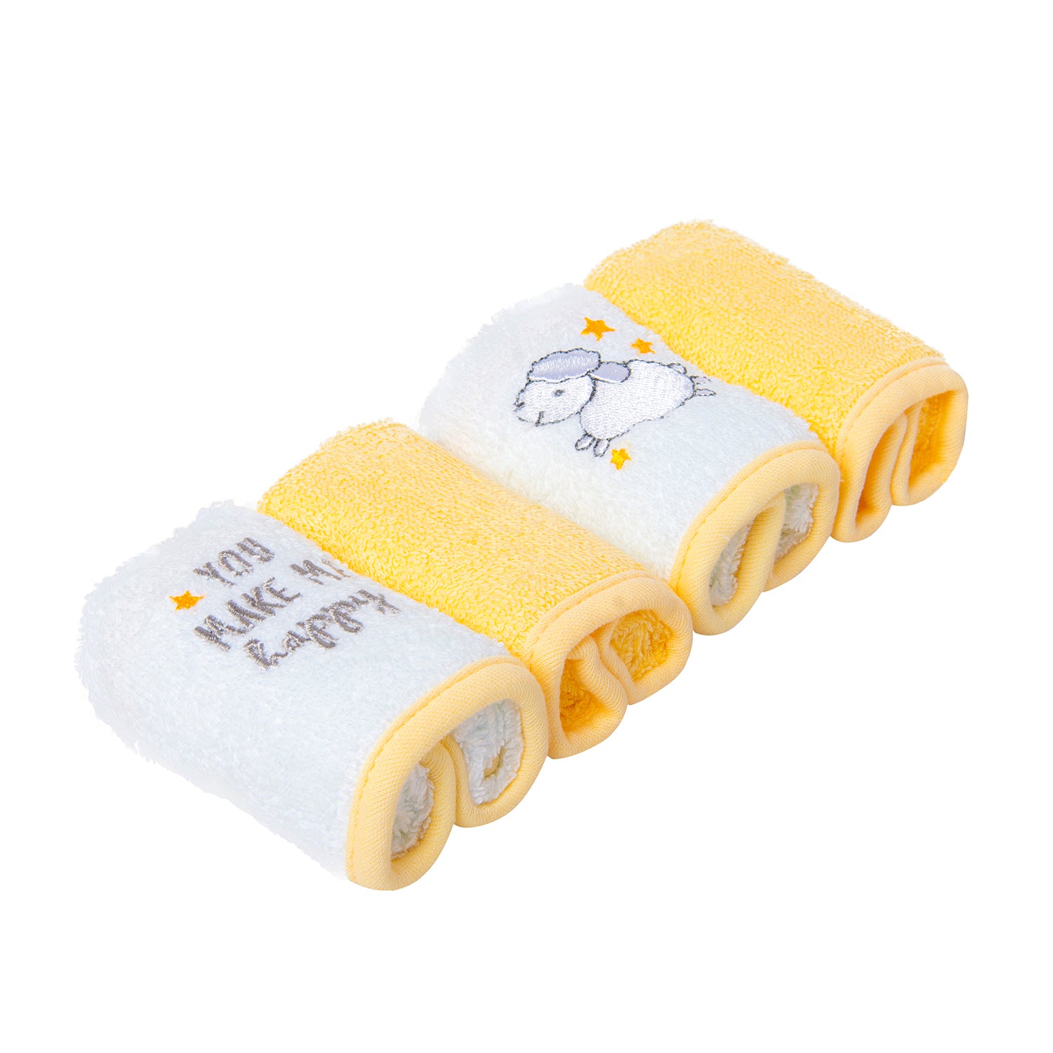 Baby Moo Hooded Towel And 4 Wash Cloth Gift Set Sheep Yellow