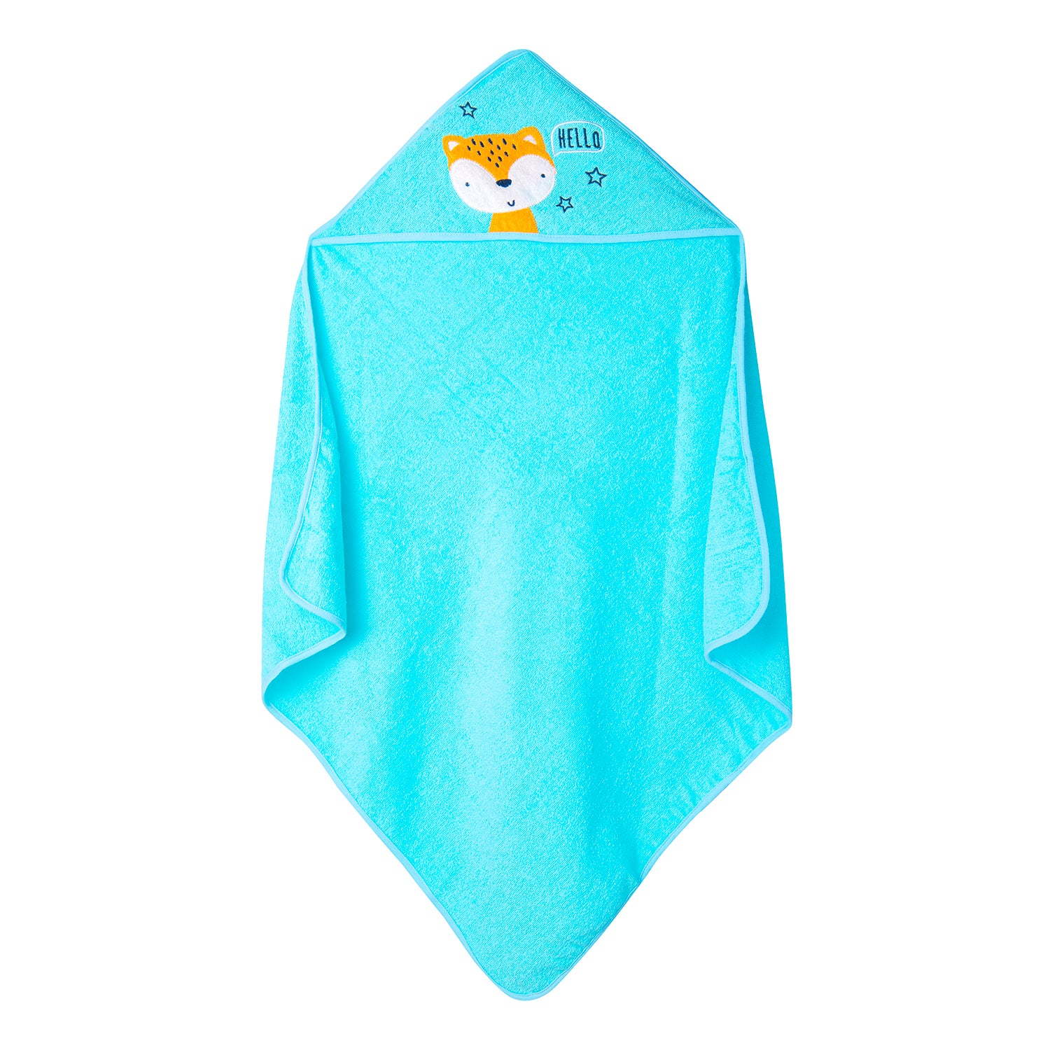 Baby Moo Hooded Towel And 4 Wash Cloth Gift Set Hello Fox Blue