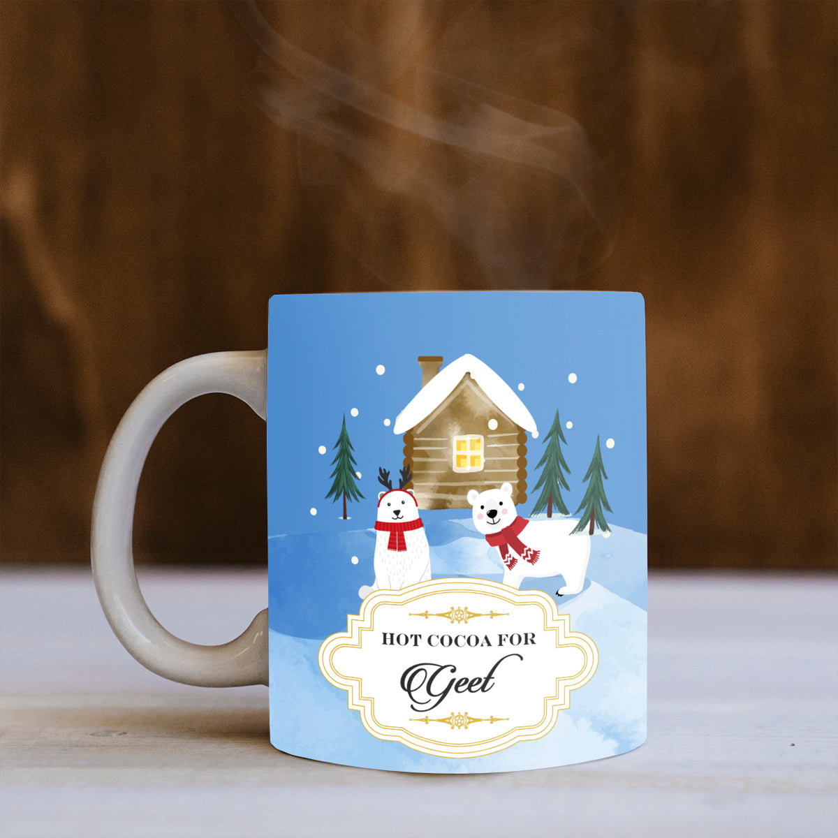 Personalised Polar Bears Cottage Mug