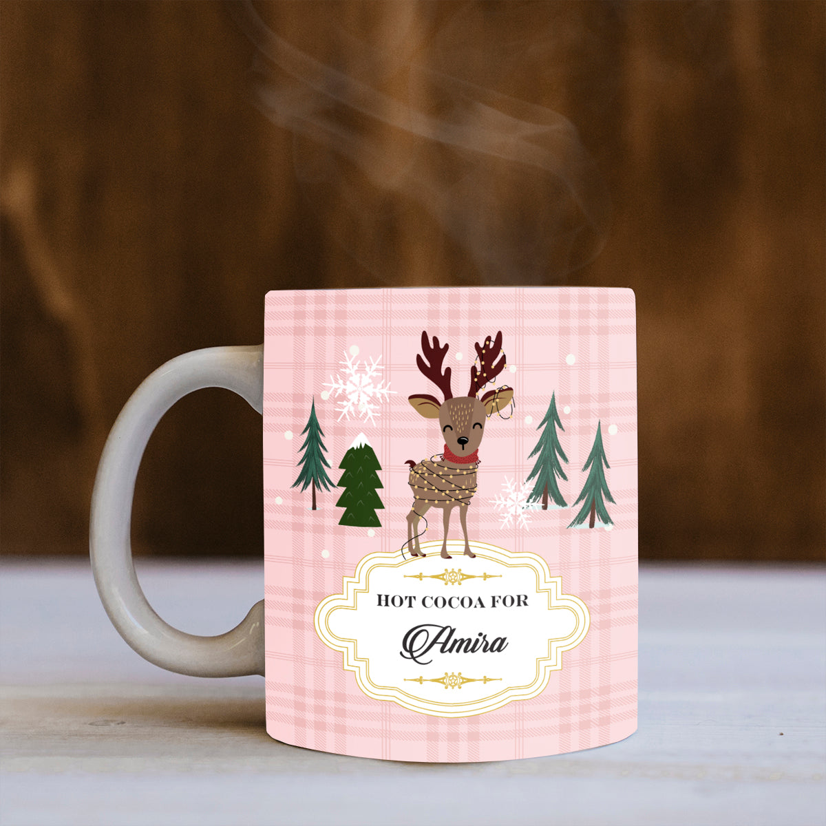 Personalised Rudolph In Christmas Lights Mug