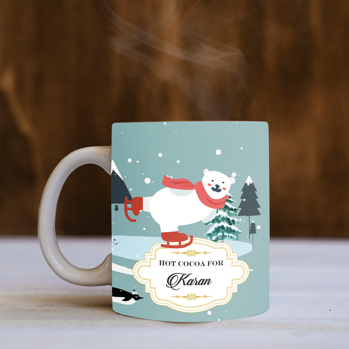 Personalised Skiing Polar Bear Mug