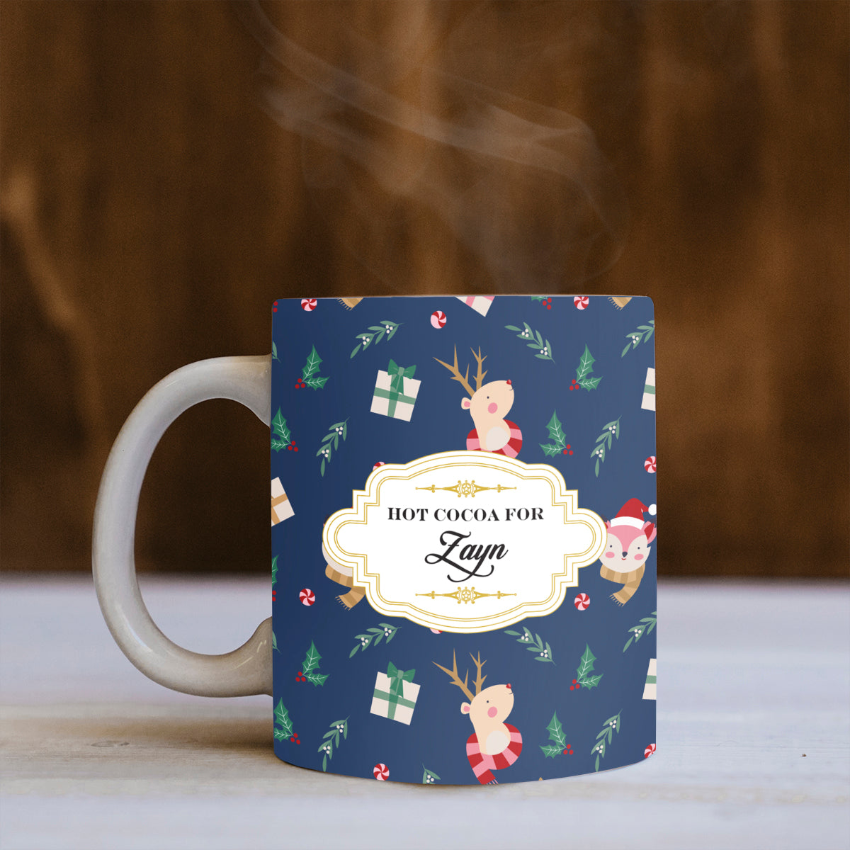 Personalised Merry Forest Friends - Navy Mug