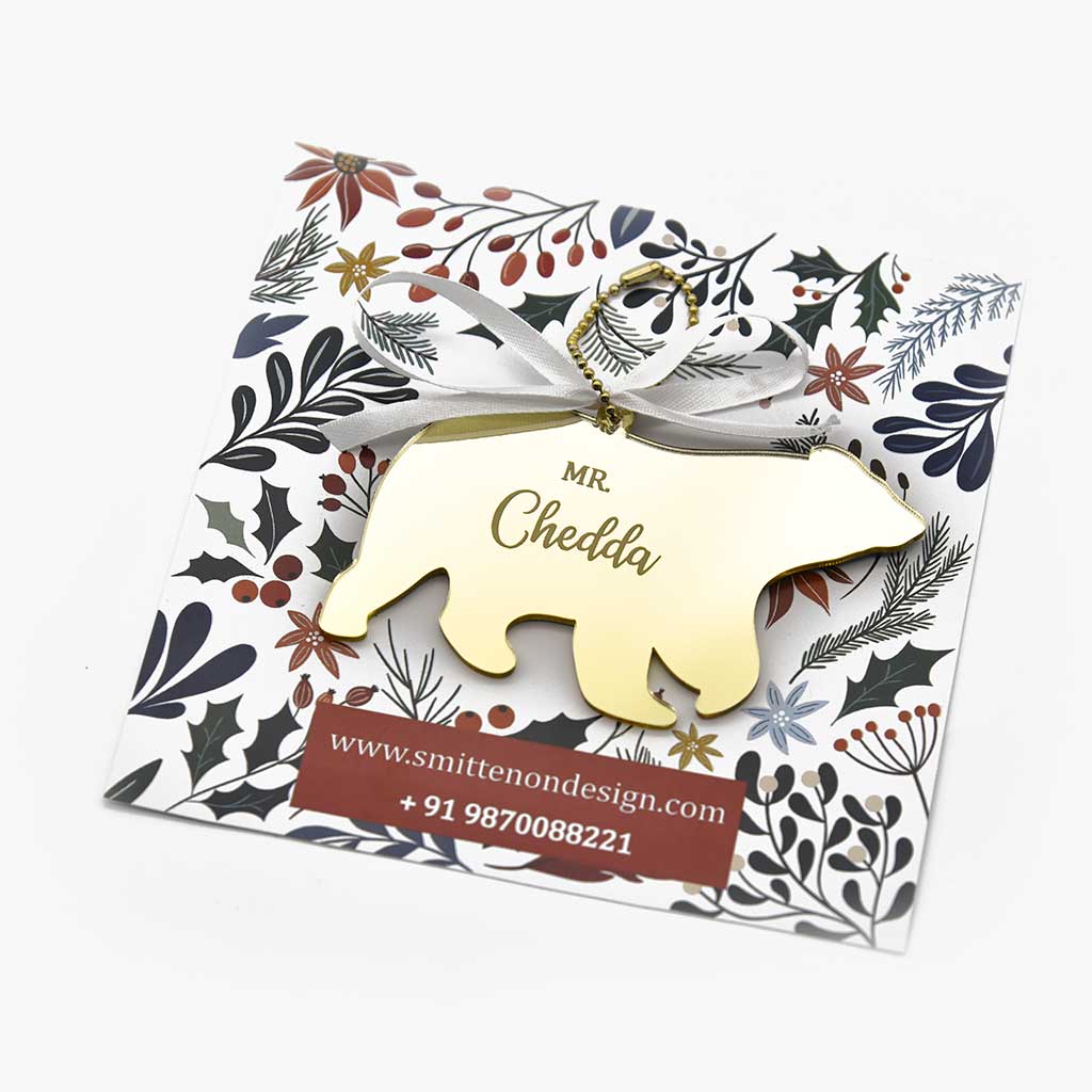 Personalised Gold Polar Bear Ornament