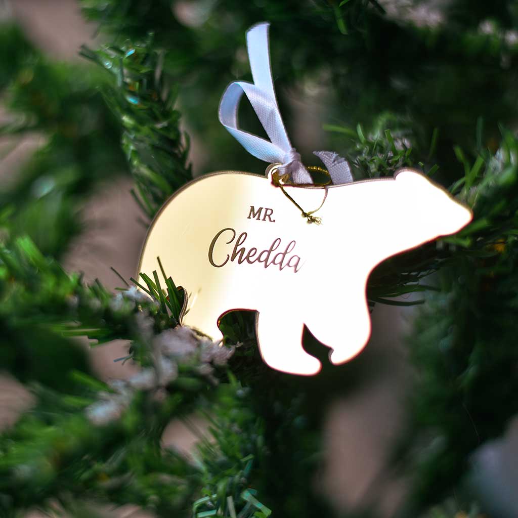 Personalised Gold Polar Bear Ornament