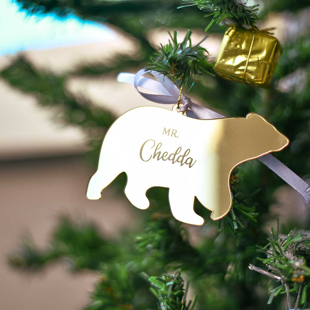 Personalised Gold Polar Bear Ornament