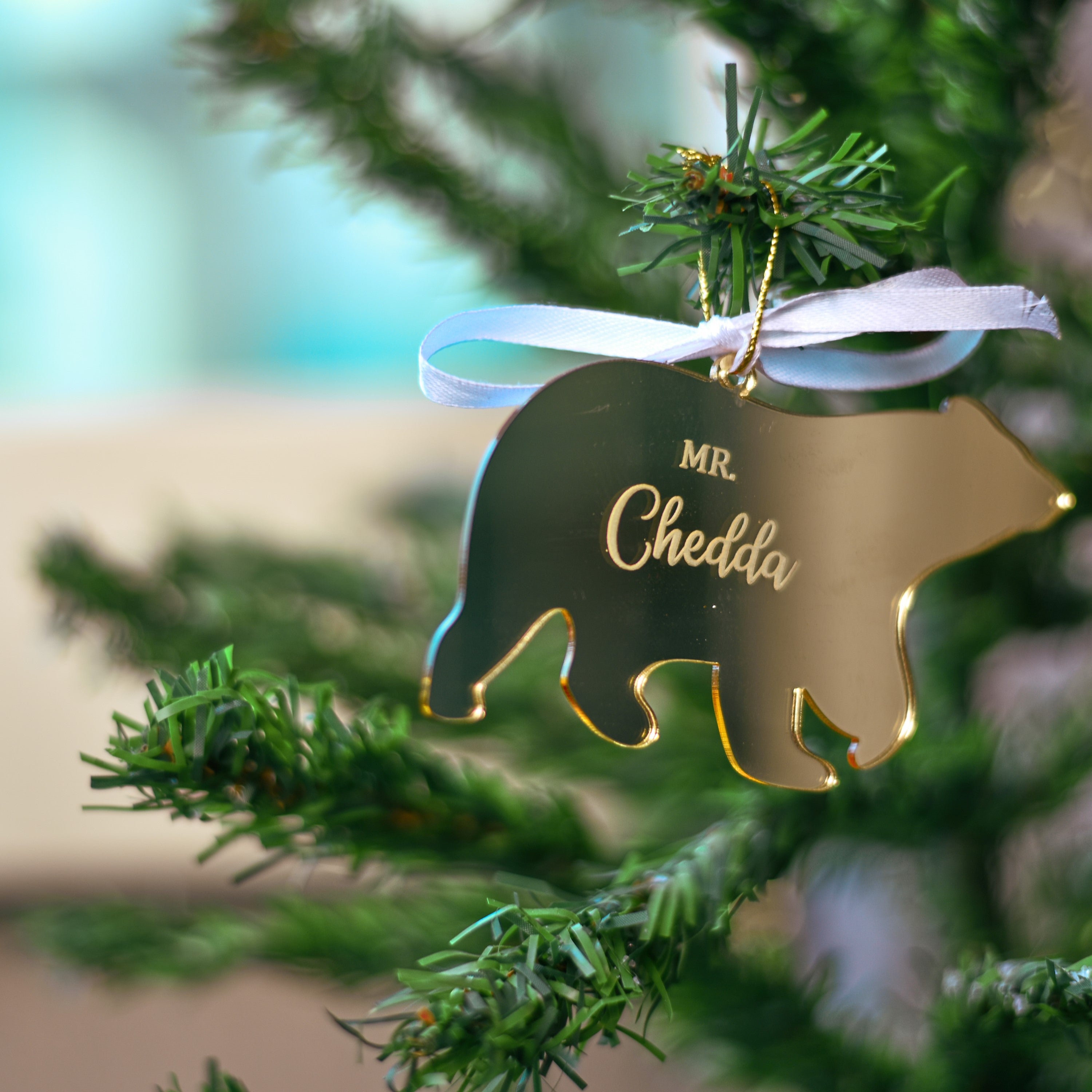 Personalised Gold Polar Bear Ornament