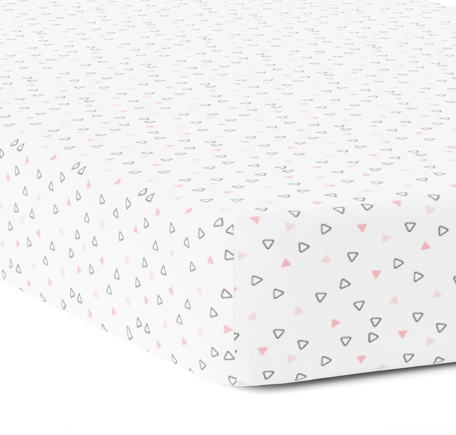 The White Cradle Pure Organic Cotton Fitted Cot Sheet for Baby Crib 24 x 48 inch - Pink Triangles (Medium)