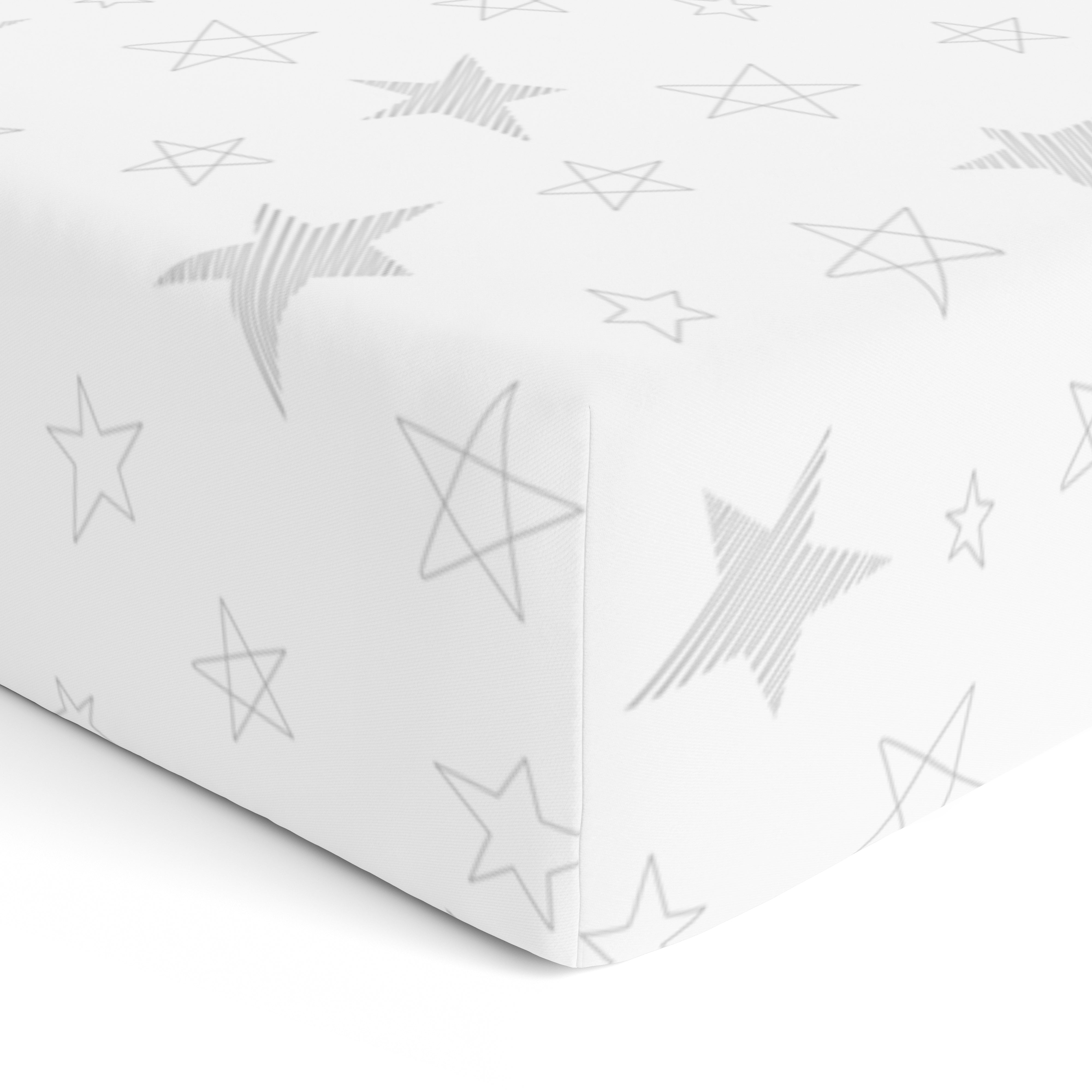 The White Cradle Pure Organic Cotton Fitted Cot Sheet for Baby Crib 24 x 48 inch - Big Stars (Medium)