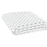 The White Cradle Pure Organic Cotton Fitted Cot Sheet for Baby Crib 28 x 52 inch - Blue Bows (Large)