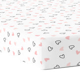 The White Cradle Pure Organic Cotton Fitted Cot Sheet for Baby Crib 24 x 48 inch - Pink Hearts (Medium)