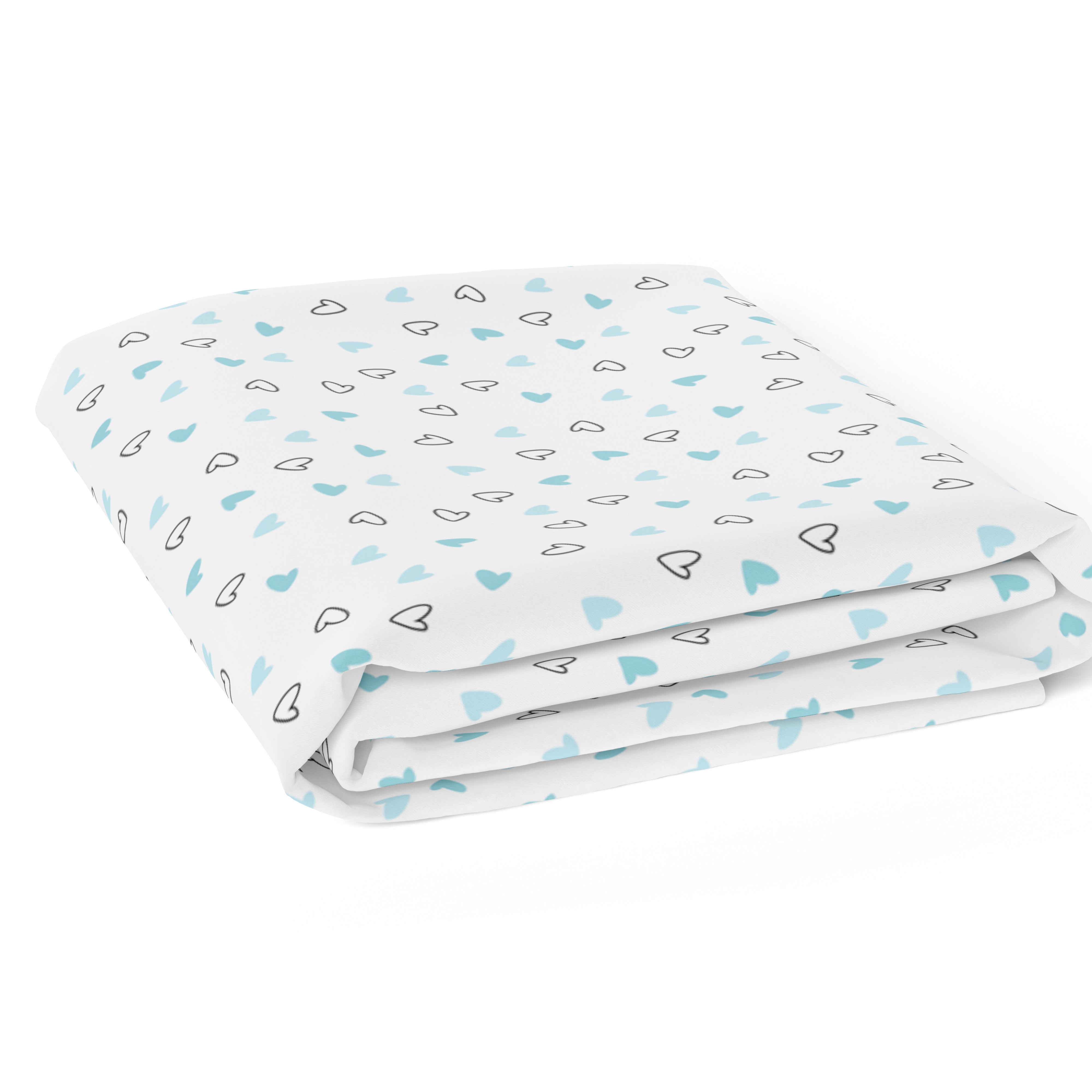 The White Cradle 100% Organic Cotton Crib Fitted Sheets for Baby - Blue Hearts and Bows (Medium)