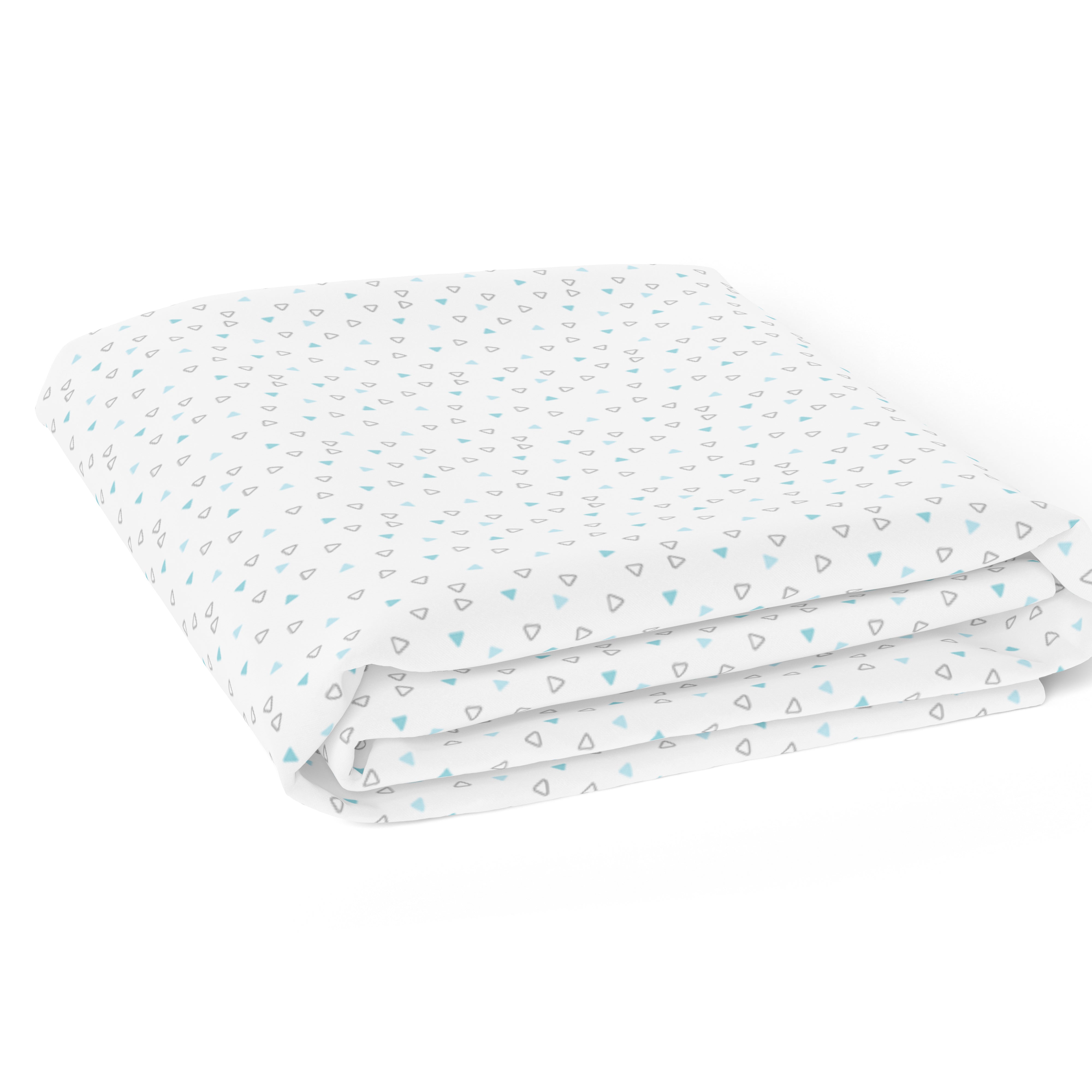 The White Cradle 100% Organic Cotton Crib Fitted Sheets for Baby - Blue Whale and Triangles (Medium)