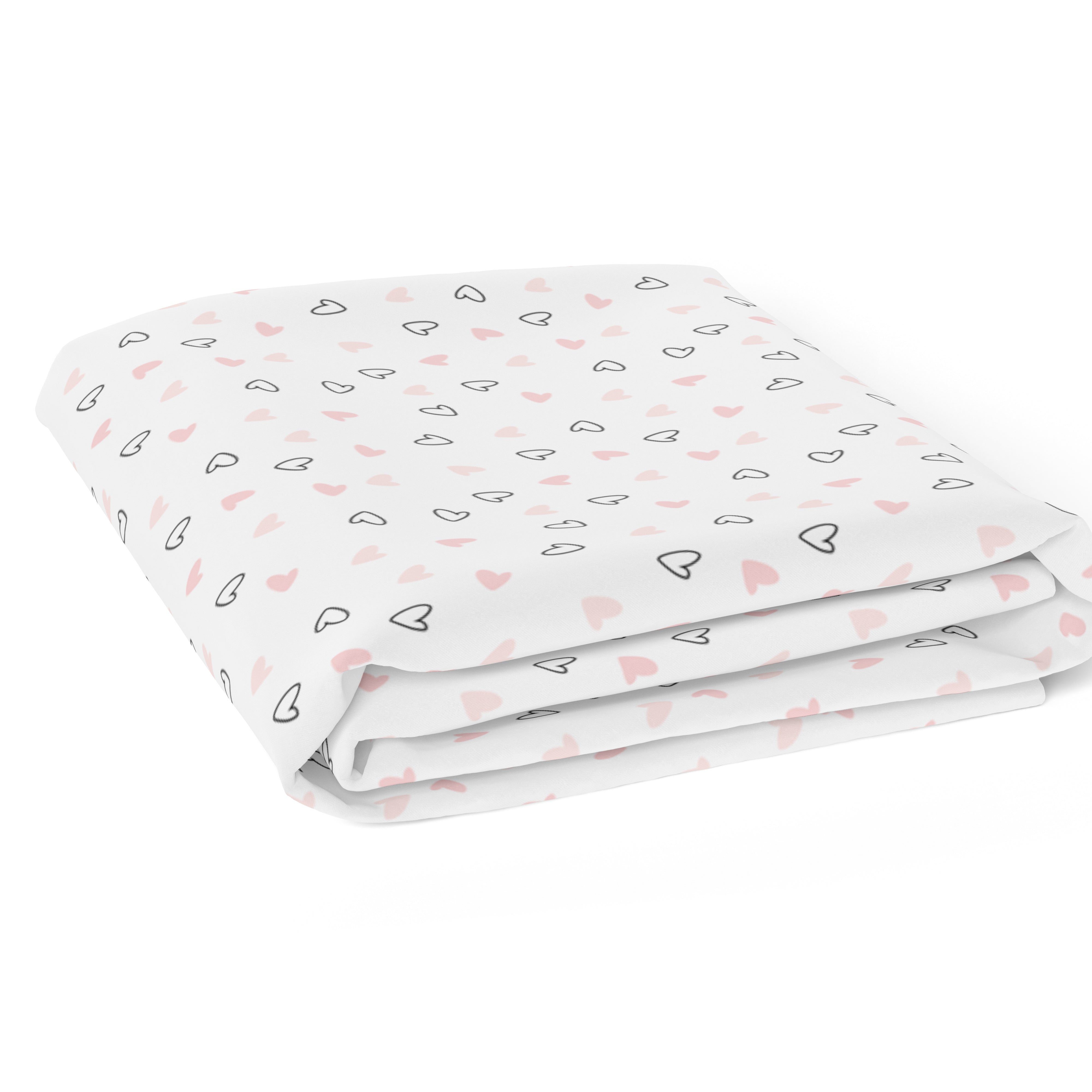 The White Cradle 100% Organic Cotton Crib Fitted Sheets for Baby - Pink Hearts and Bows (Large)