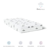 The White Cradle Pure Organic Cotton Fitted Cot Sheet for Baby Crib 28 x 52 inch - Grey Clouds (Large)