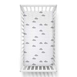 The White Cradle 100% Organic Cotton Crib Fitted Sheets for Baby - Star & Clouds (Medium)