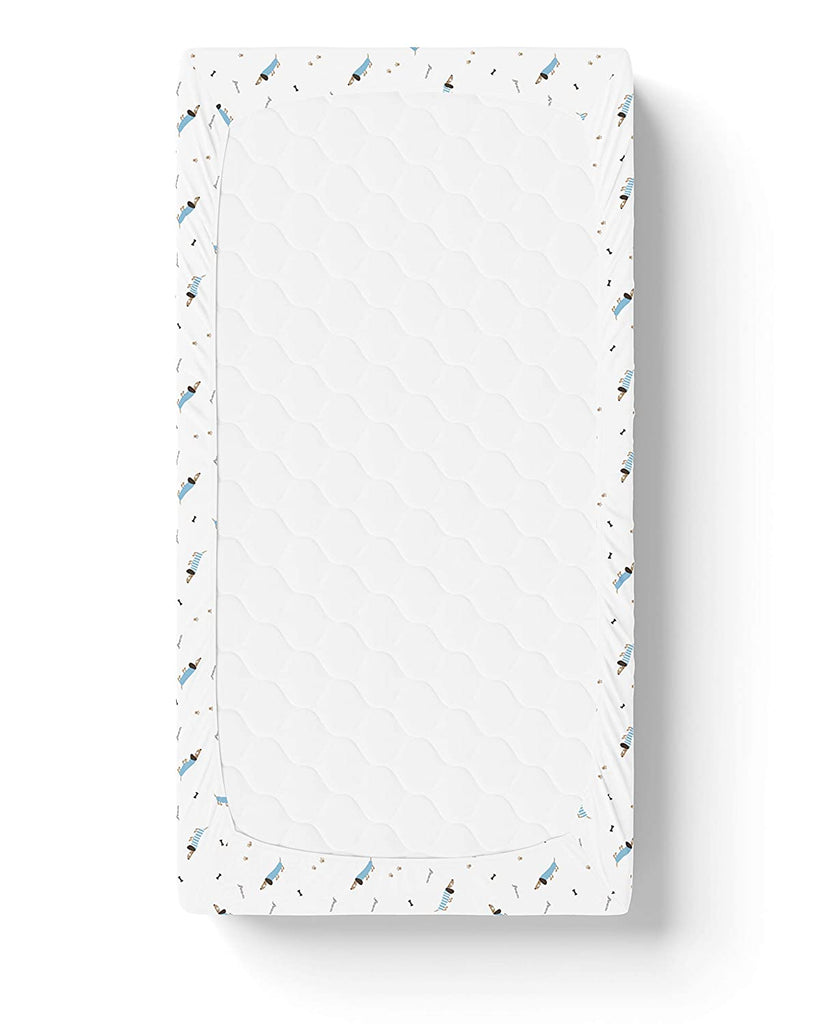 The White Cradle Pure Organic Cotton Fitted Cot Sheet for Baby Crib 24 x 48 inch - Boy Poodle (Medium)