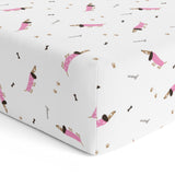 The White Cradle Pure Organic Cotton Fitted Cot Sheet for Baby Crib 28 x 52 inch - Girl Poodle (Large)
