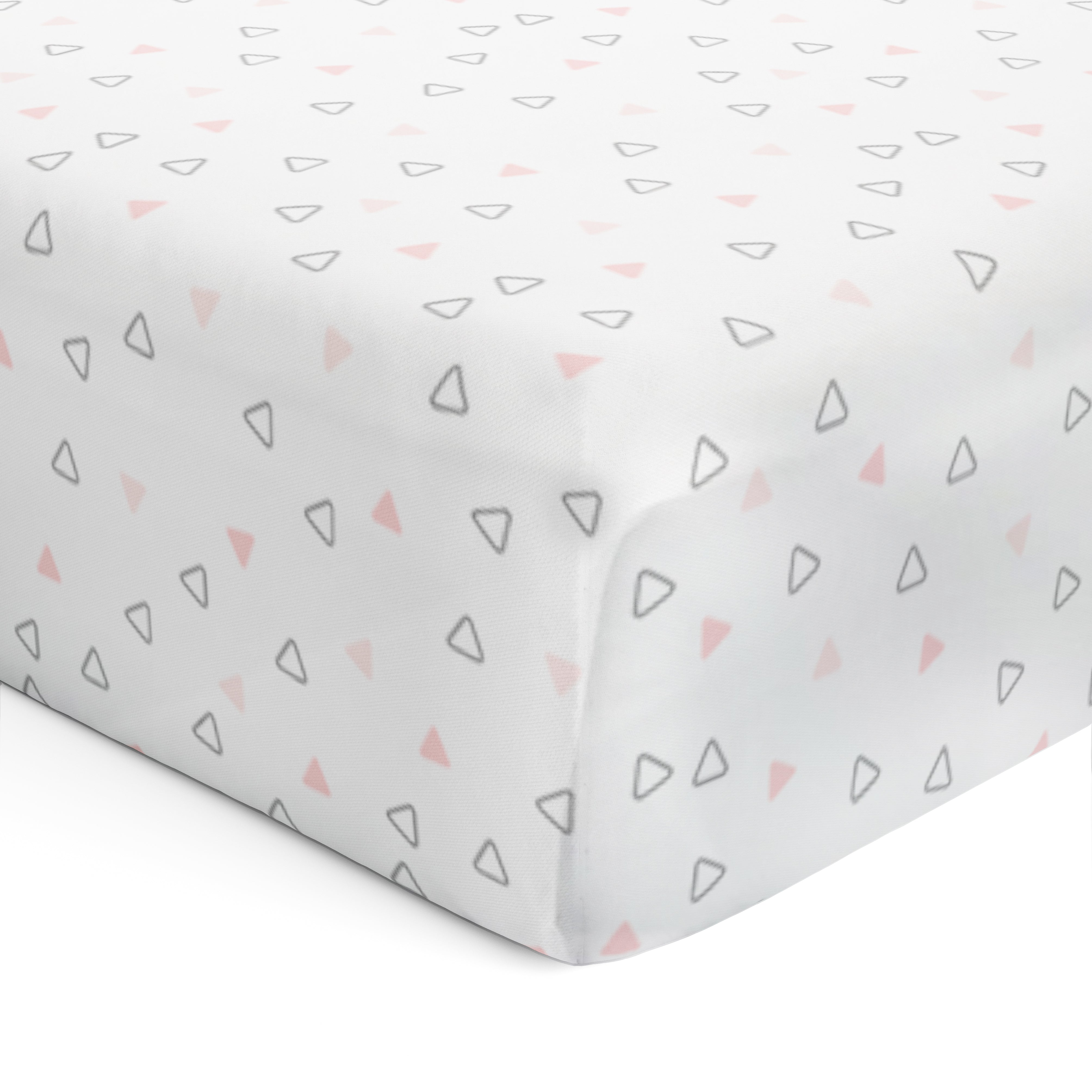 The White Cradle Flat Bed Sheet for Baby Cot & Mattress (2 pcs pack) - Pink Whale and Triangle