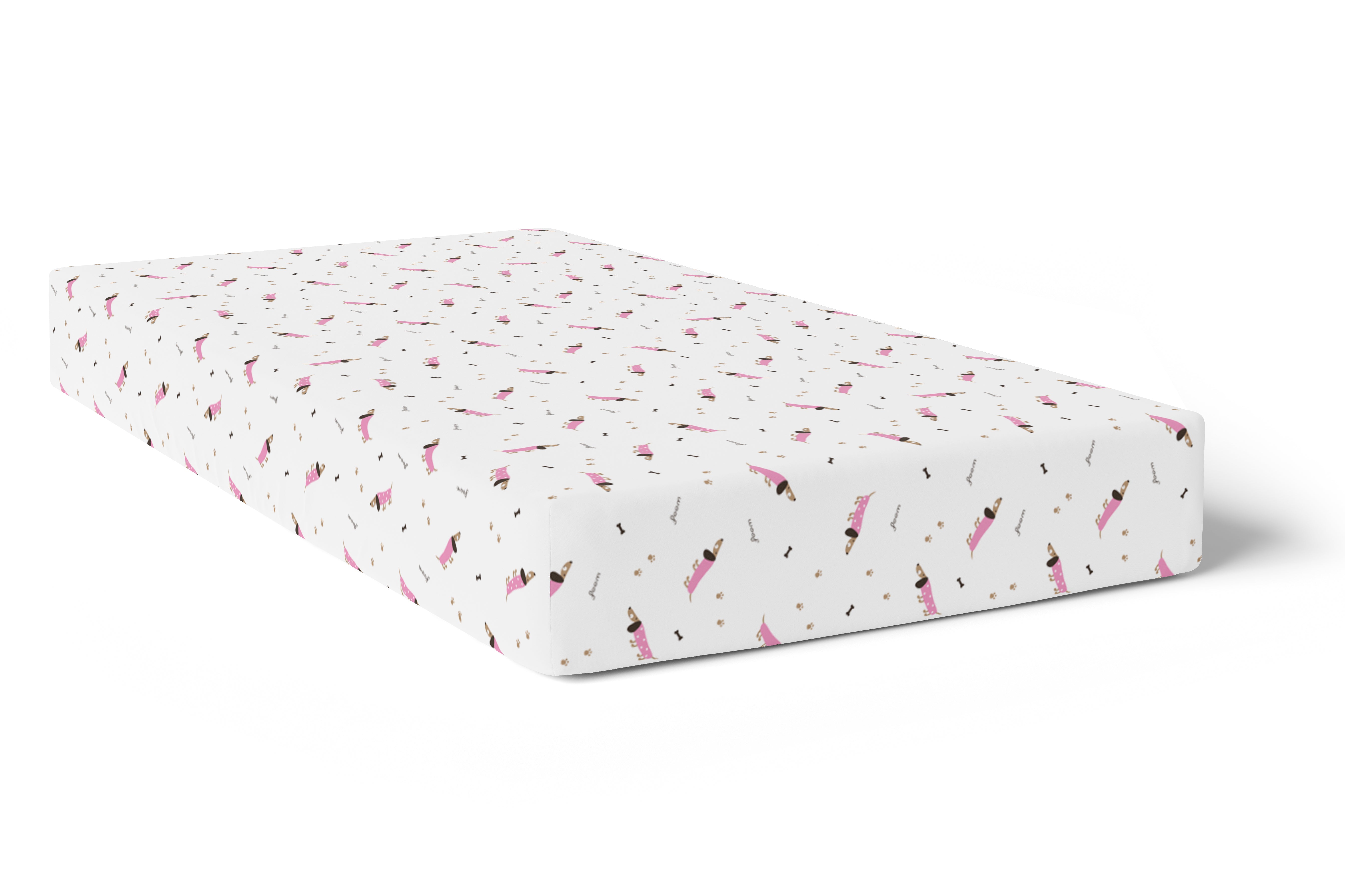The White Cradle Flat Bed Sheet for Baby Cot & Mattress - Girl Poodle