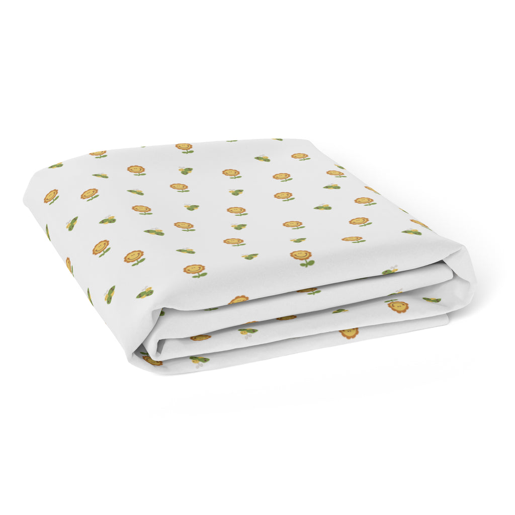 The White Cradle Flat Bed Sheet for Baby Cot & Mattress (2 pcs pack) - Giraffe and Flower