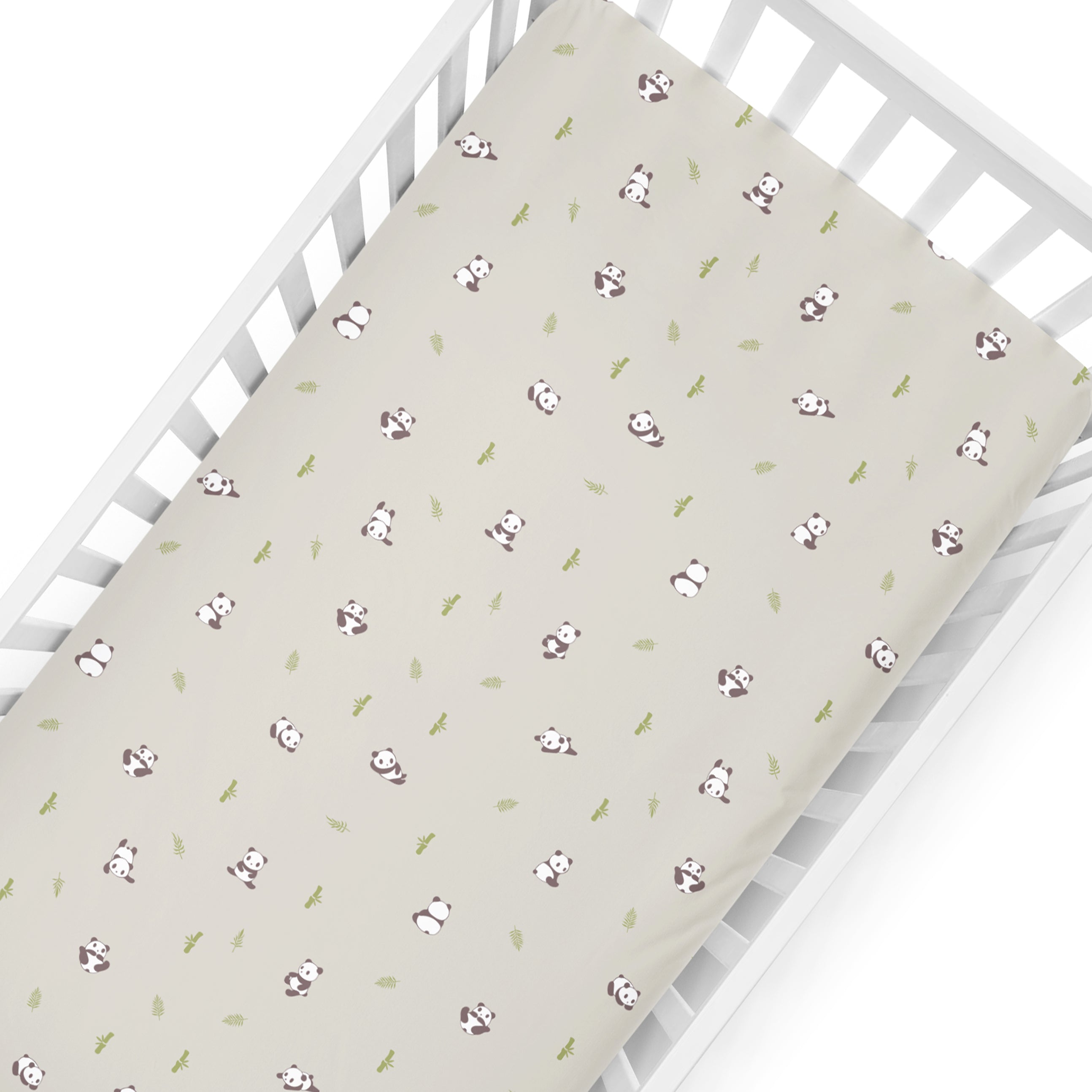 The White Cradle Flat Bed Sheet for Baby Cot & Mattress - Pure Organic Cotton - Extra Large, Super Soft & Smooth, Absorbent, Breathable Twill Fabric for Infants & Newborns - Grey Panda