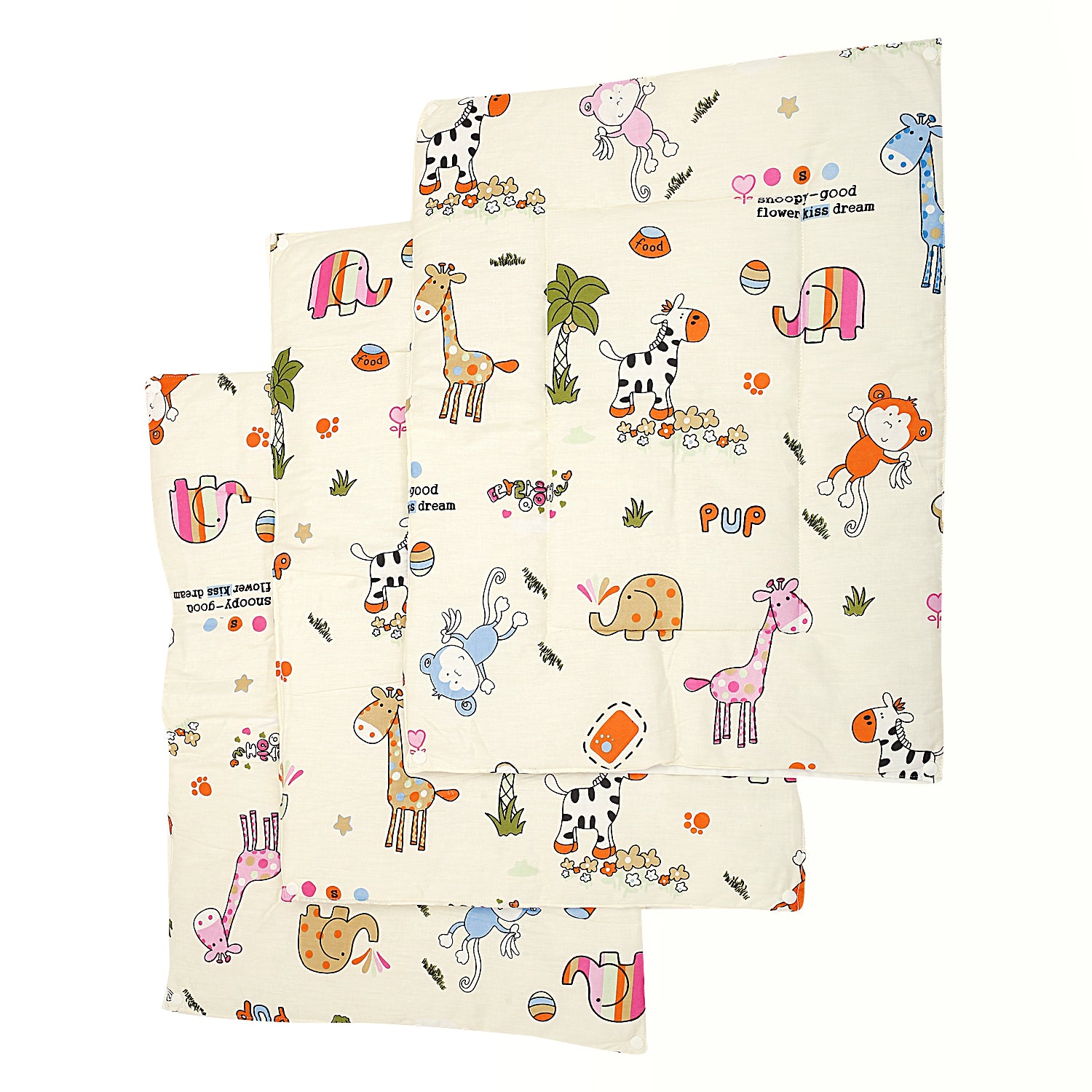 Baby Moo Waterproof Changing Sheet Set I Love Animals Cream