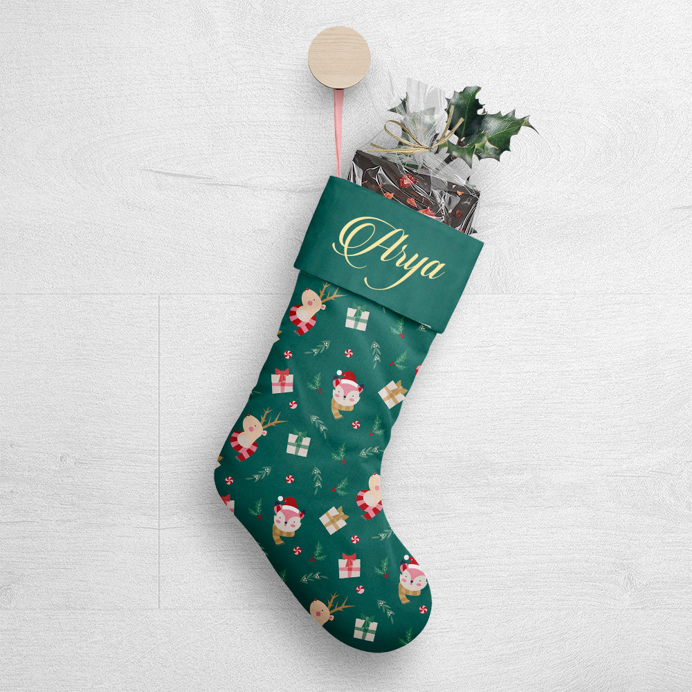 Personalised Merry Forest Friends - Emerald Stocking