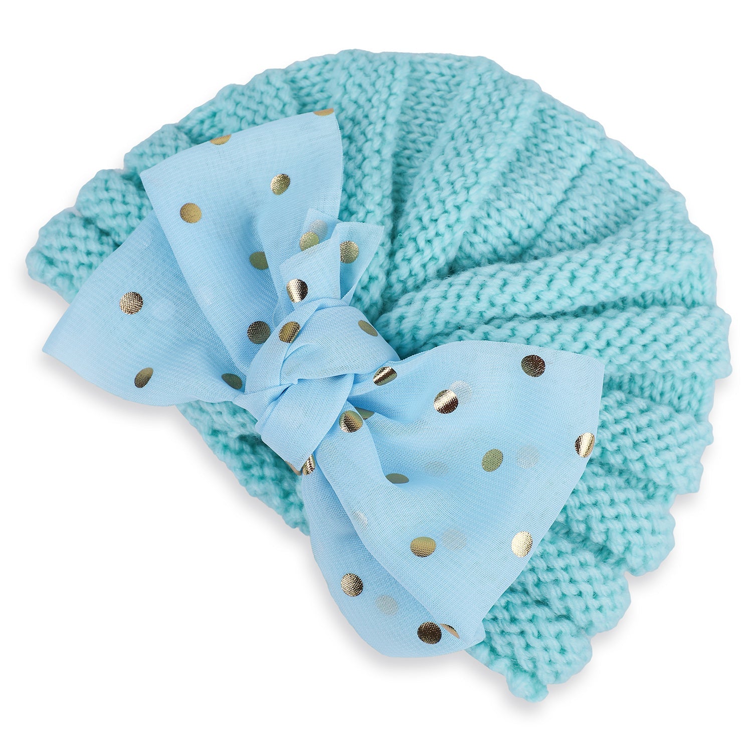 Baby Moo Partywear Sequence Bow 2 Pack Turban Caps - Pink And Blue