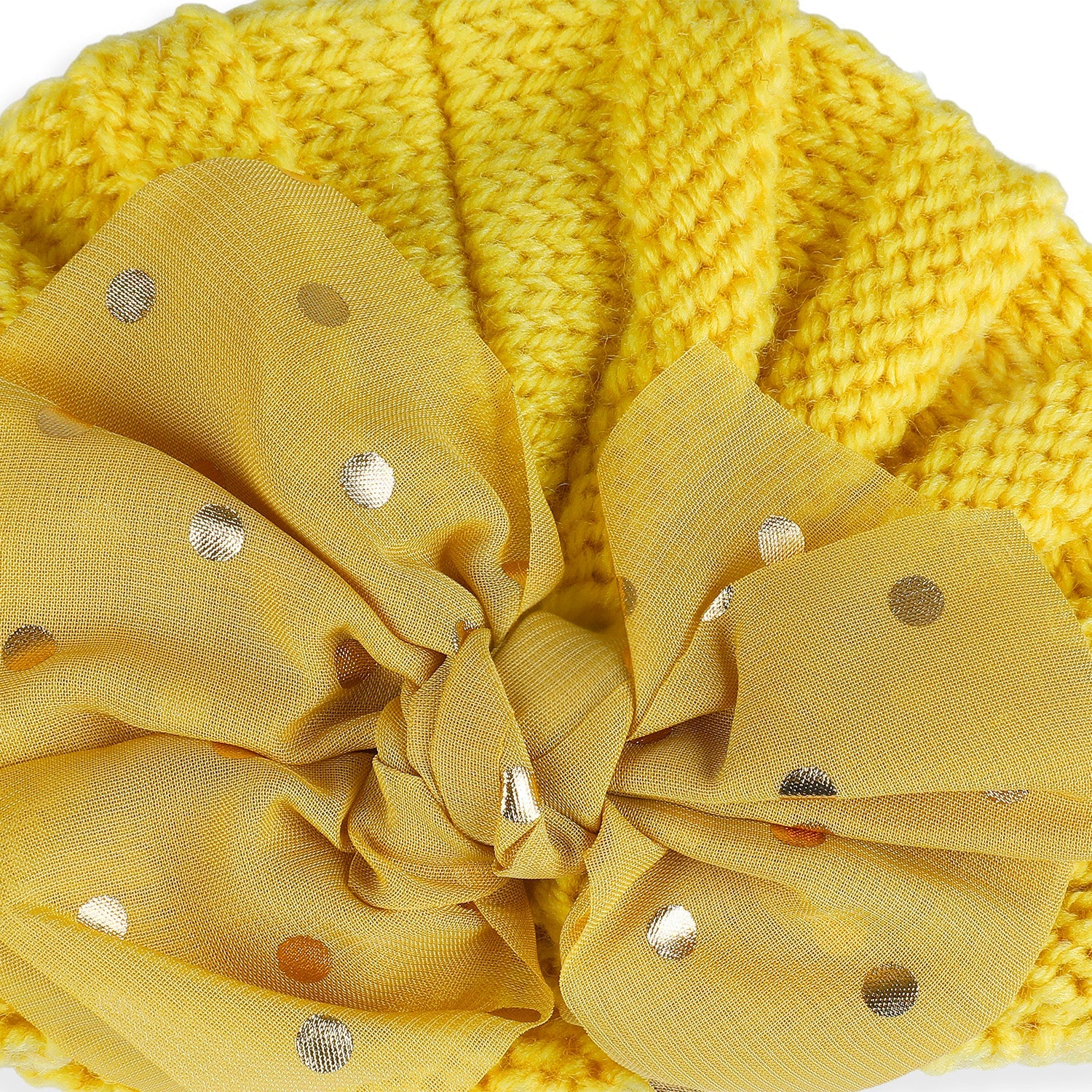 Baby Moo Partywear Sequence Bow 2 Pack Turban Caps - Peach And Yellow