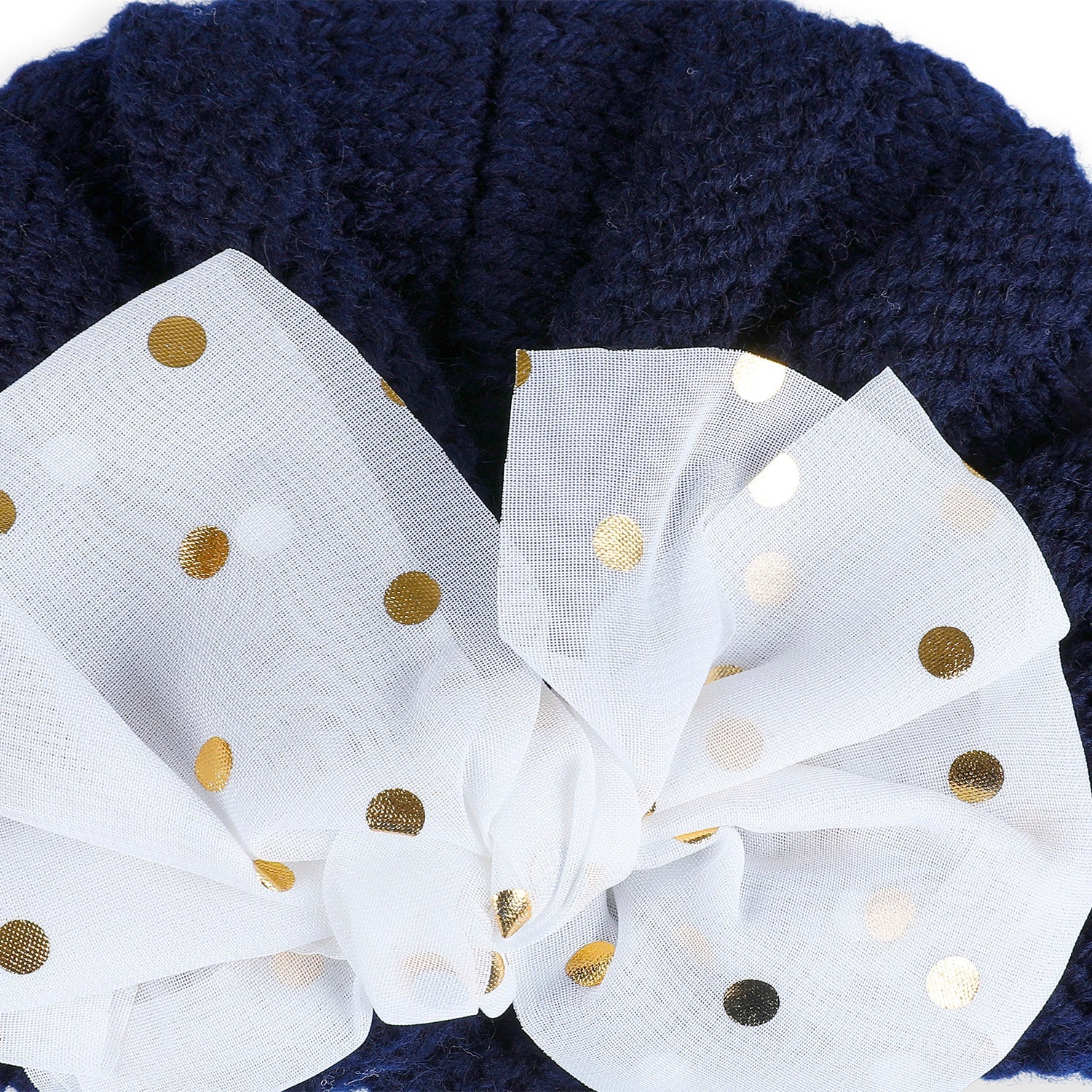 Baby Moo Partywear Sequence Bow 2 Pack Turban Caps - Brown And Navy Blue