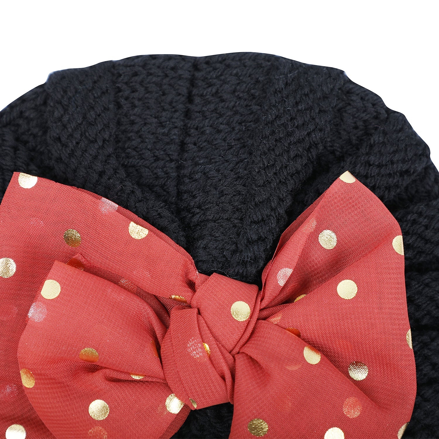 Baby Moo Partywear Sequence Bow 2 Pack Turban Caps - Black And Pink