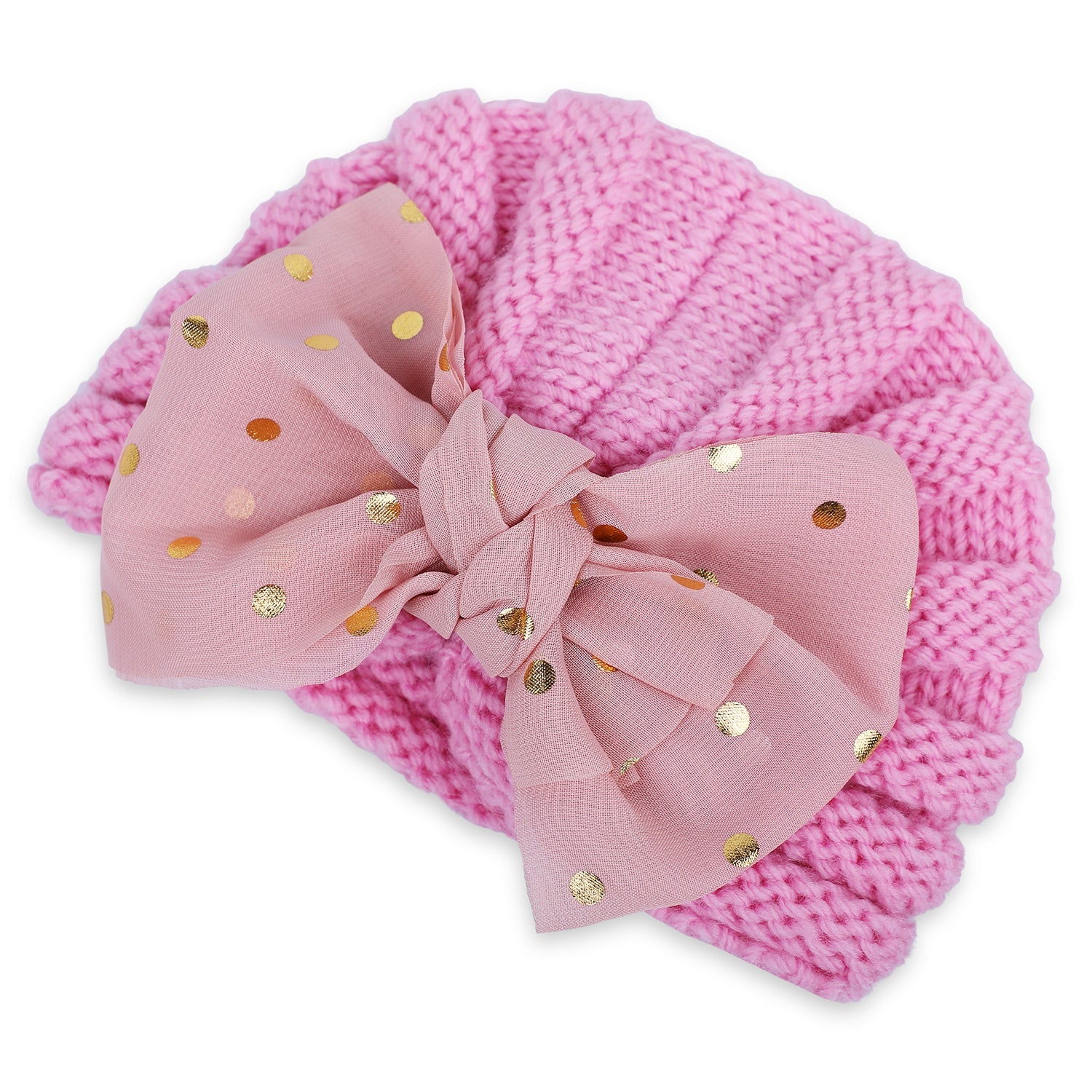 Baby Moo Partywear Sequence Bow 2 Pack Turban Caps - Black And Pink