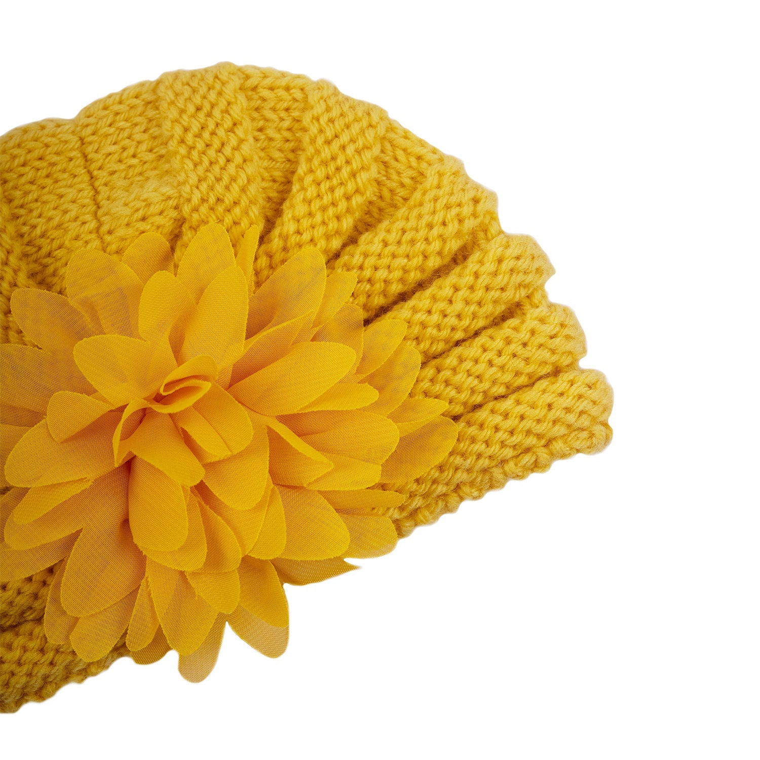 Baby Moo Girls Floral Petals 2 Pack Knitted Turban Caps - Yellow, Pink