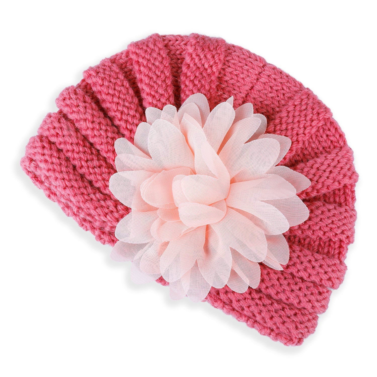 Baby Moo Floral Petals 2 Pack Turban Caps - Pink And White