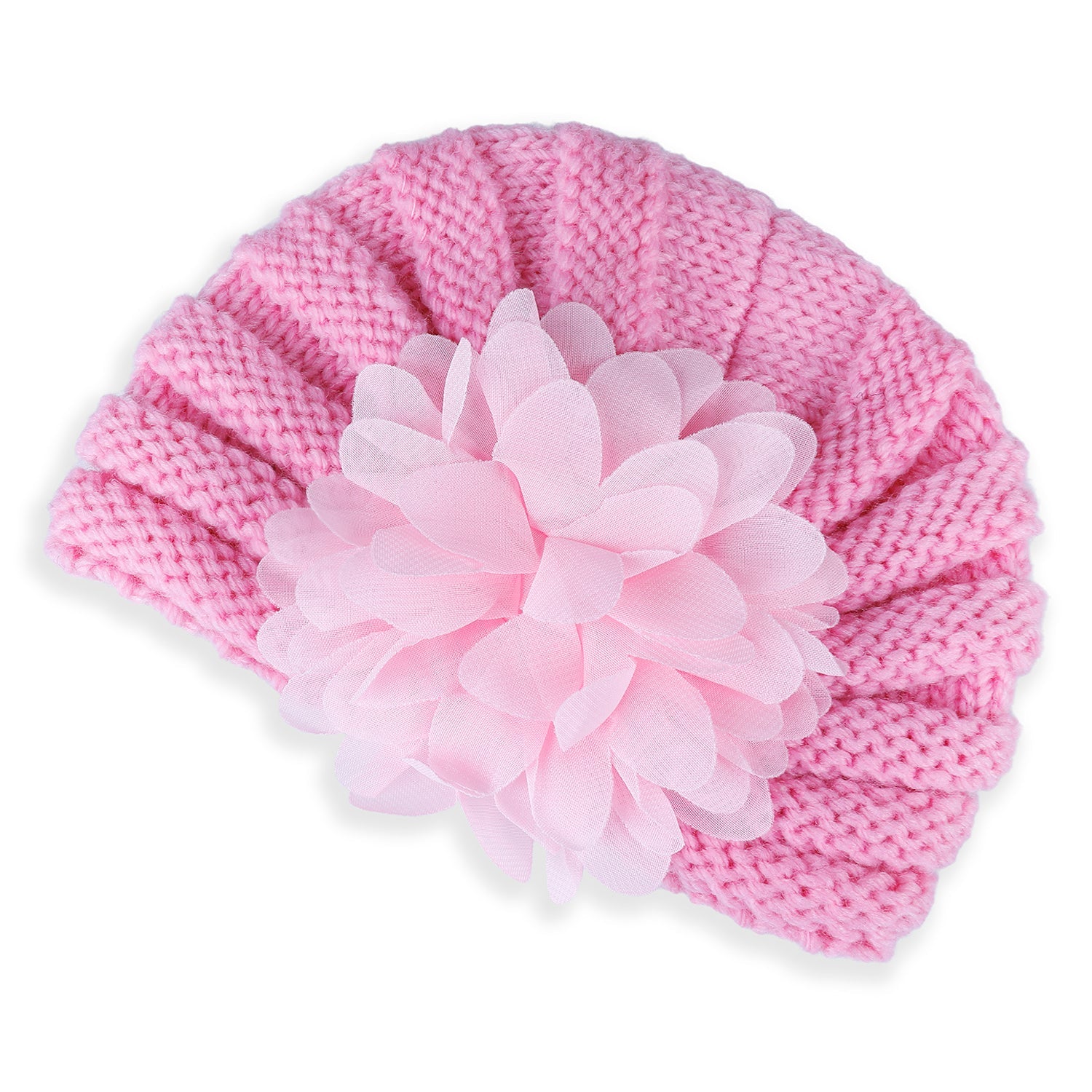 Baby Moo Floral Petals 2 Pack Turban Caps - Pink And Navy Blue