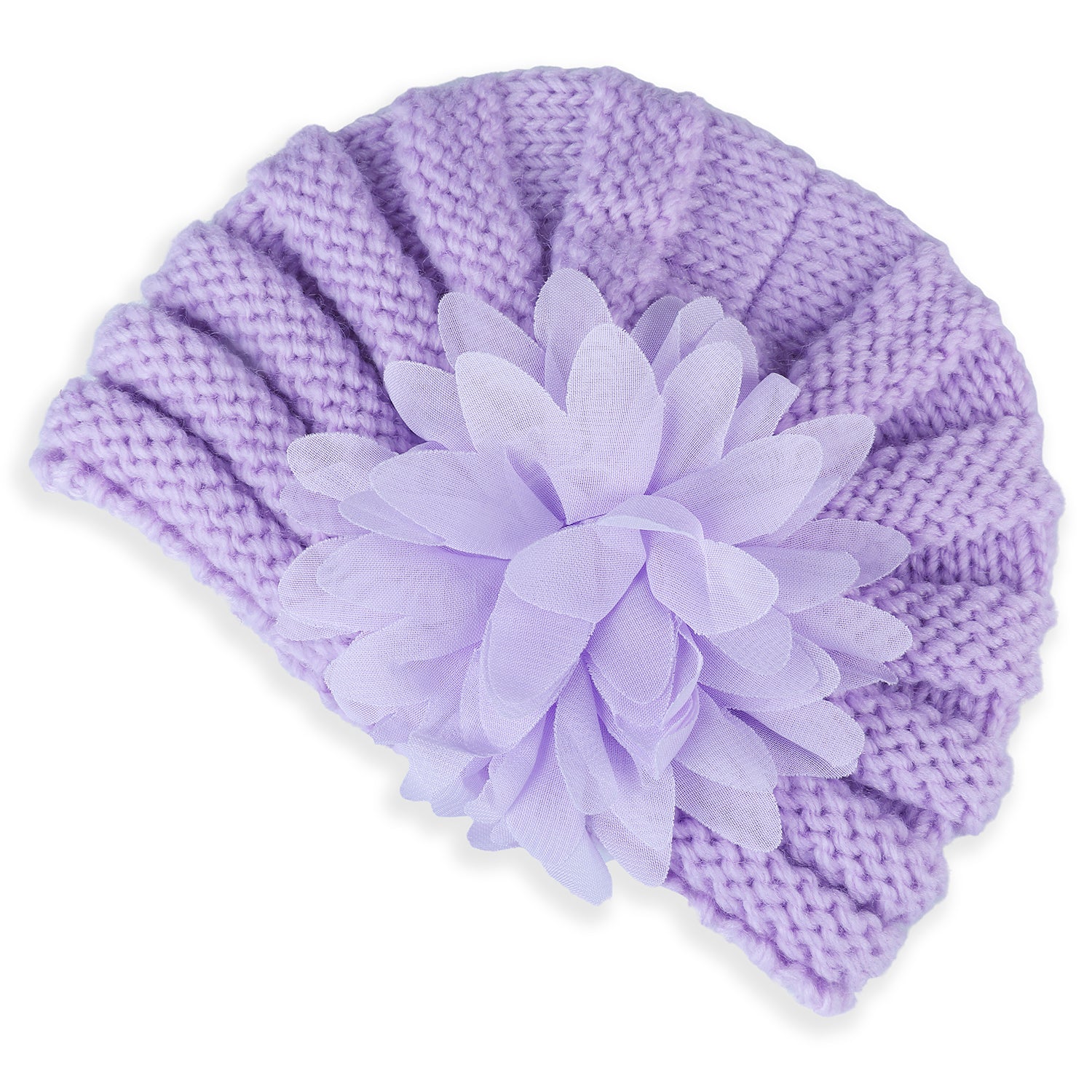 Baby Moo Floral Petals 2 Pack Turban Caps - Lilac And Yellow