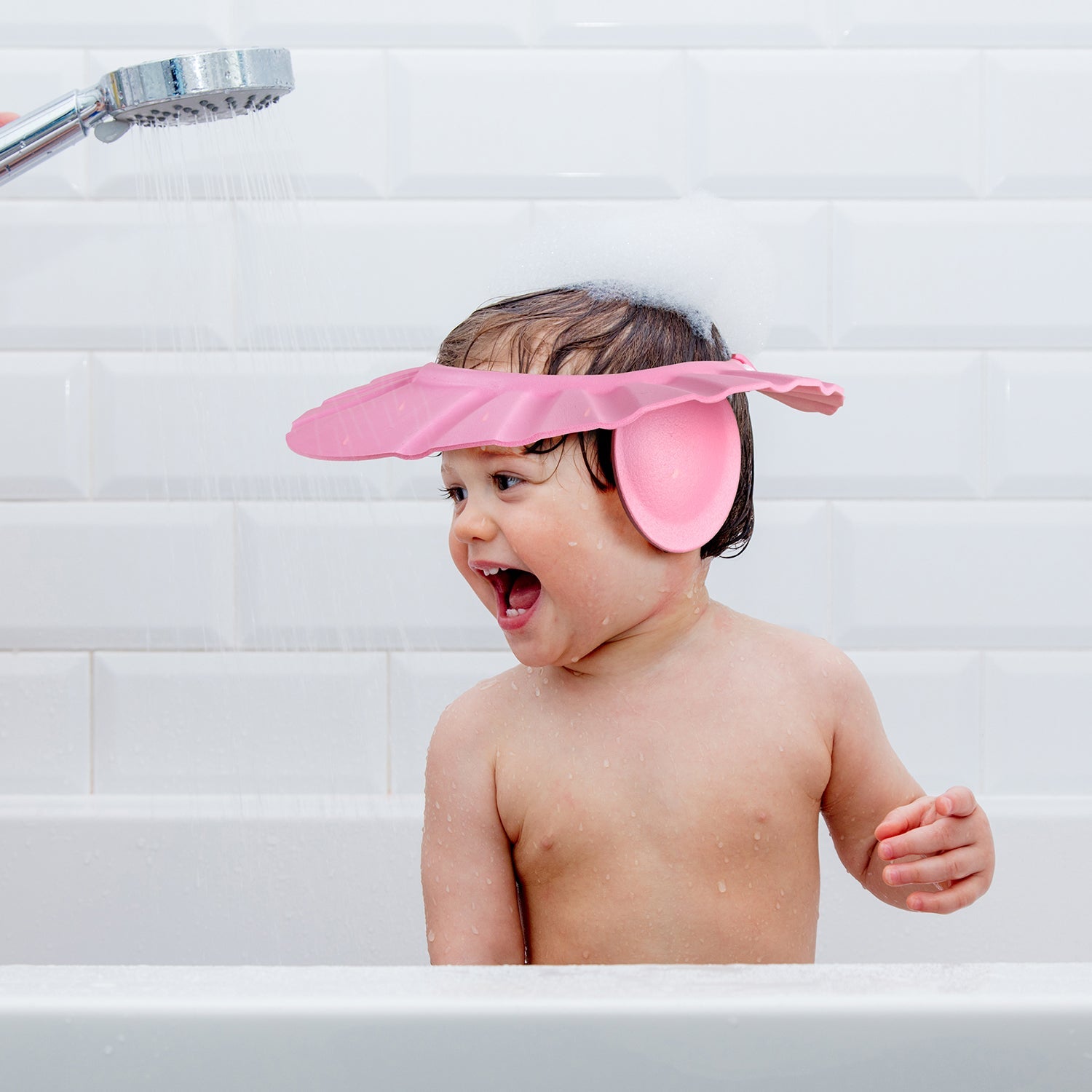 Baby Moo No Tears Safe Adjustable Bathing Shower Cap Pack of 2 - Pink, Blue