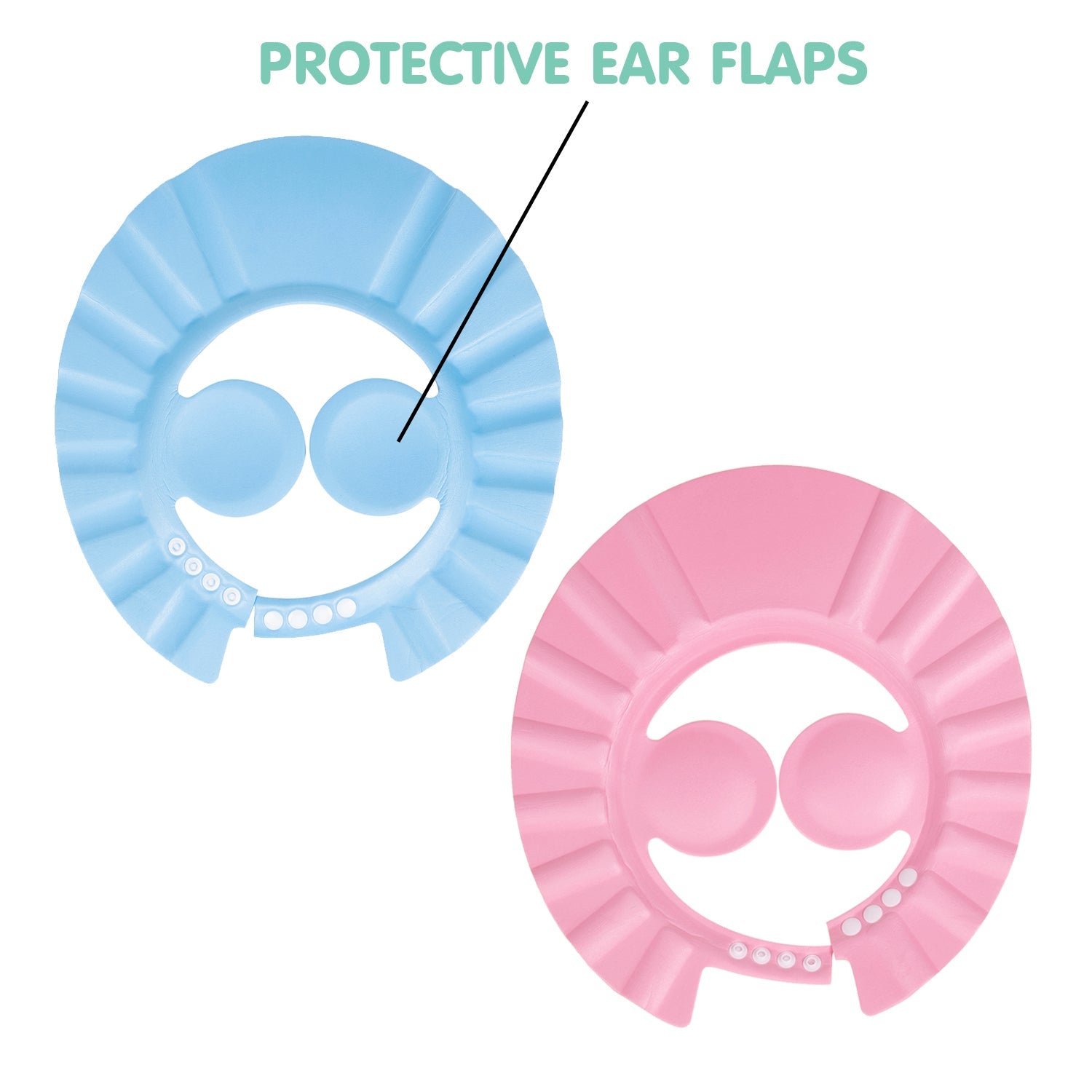 Baby Moo No Tears Safe Adjustable Bathing Shower Cap Pack of 2 - Pink, Blue