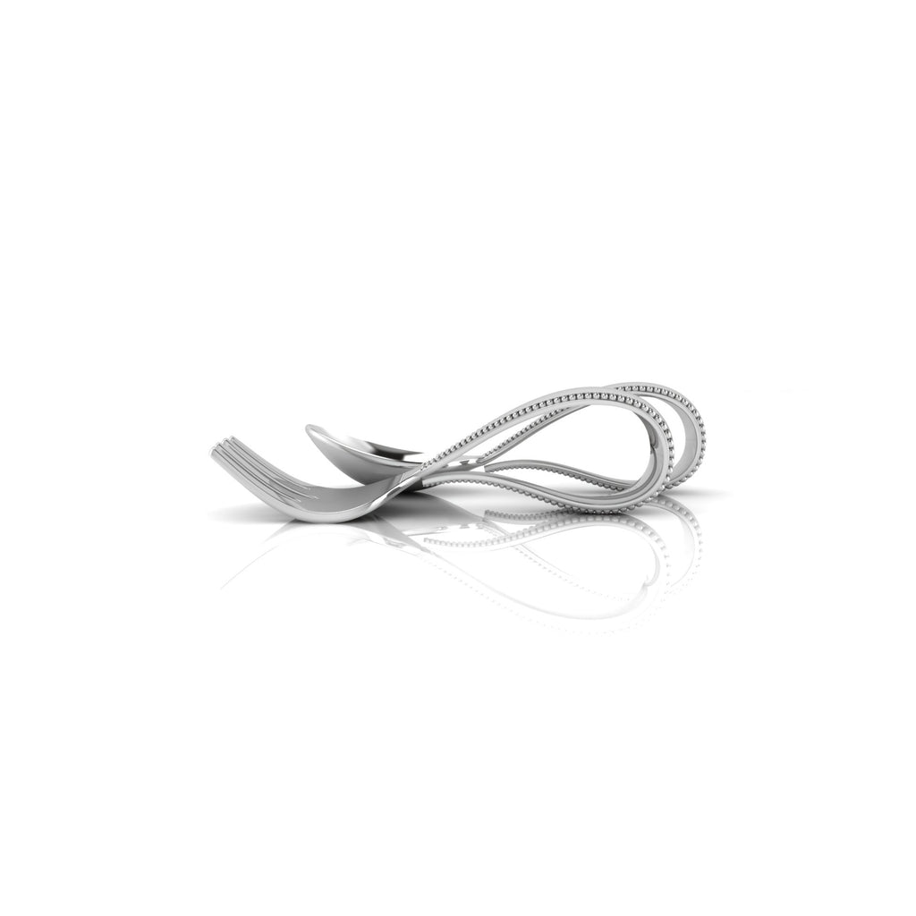 Sterling Silver Spoon/Fork Set - Beaded Loop