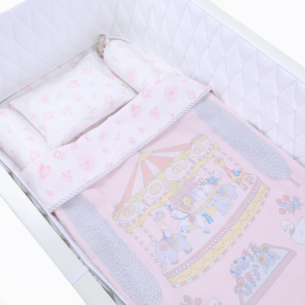 Organic Cotton Cot Bedding Set – Carnival Pink – Buy Now at My