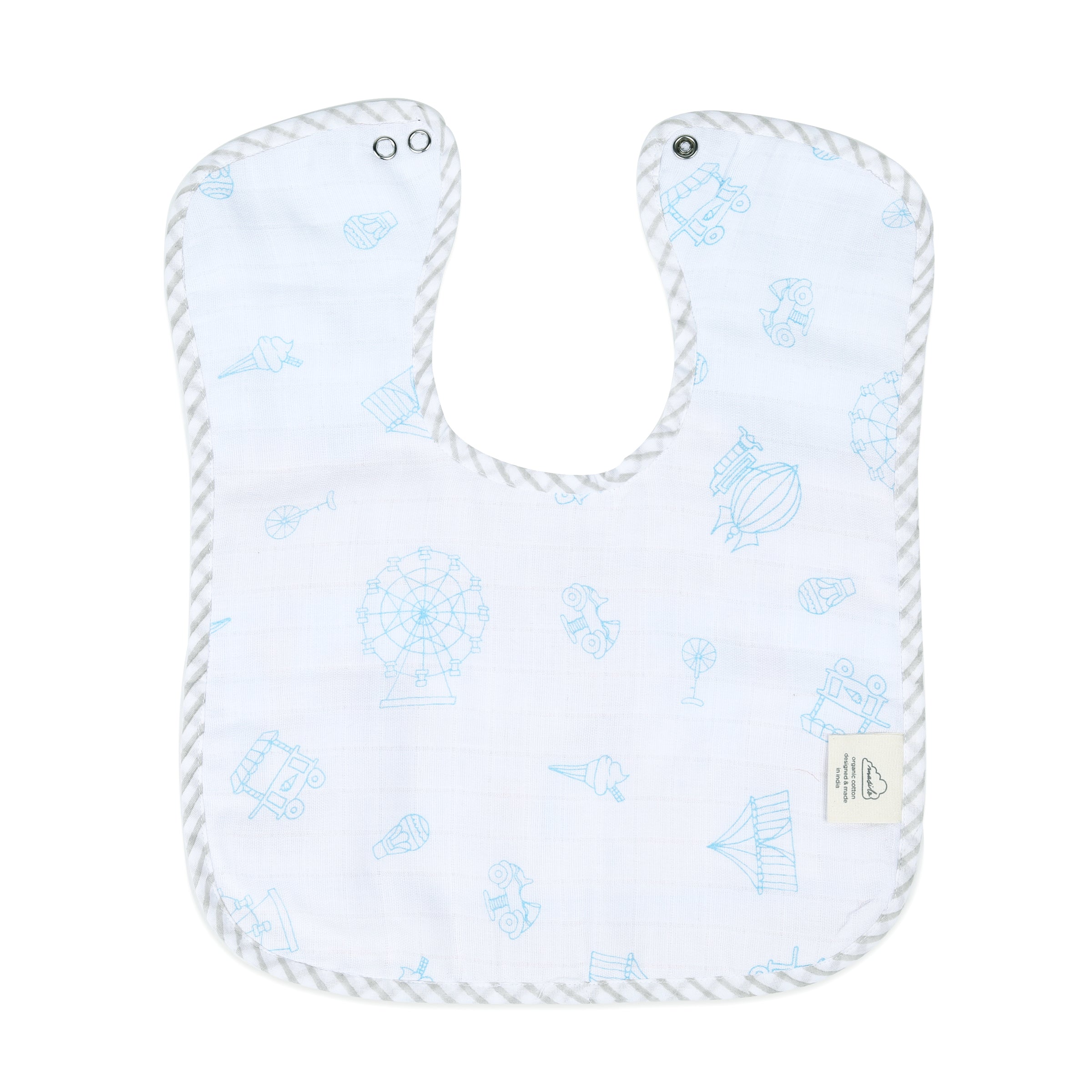 Organic Muslin Classic Bib - Carnival Blue