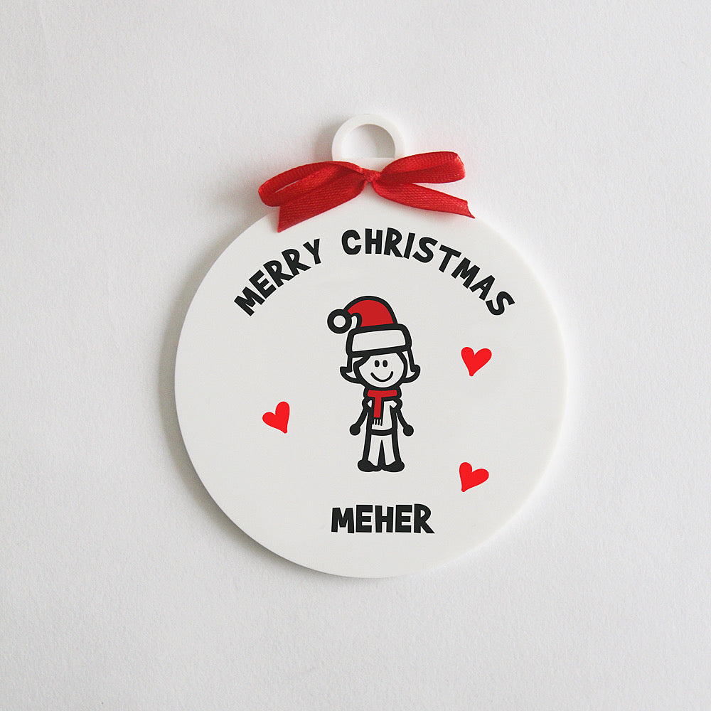 Personalised Christmas Stick Figure Ornament - 1 Person/Pet