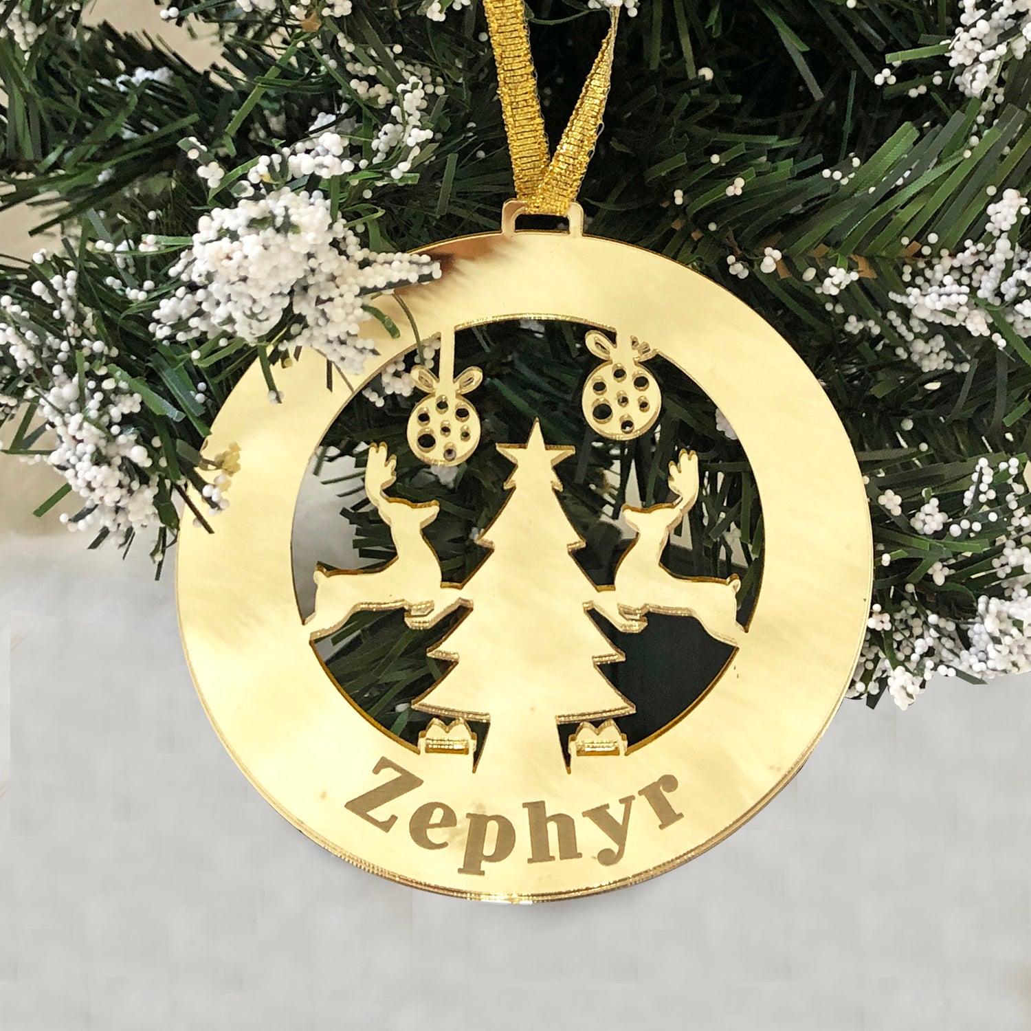 Personalised Christmas Ornament - Christmas Tree & Reindeer