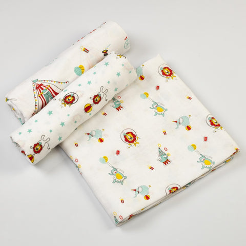 Circus Circus Muslin Swaddle Cloths <br> Set of 3