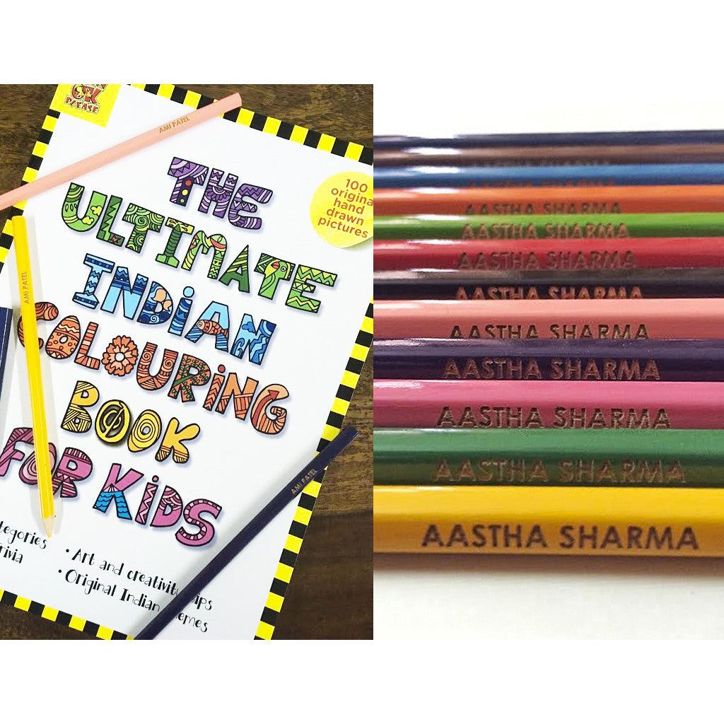 Personalised Colour Pencils with Coloring Book - Pack of 12
