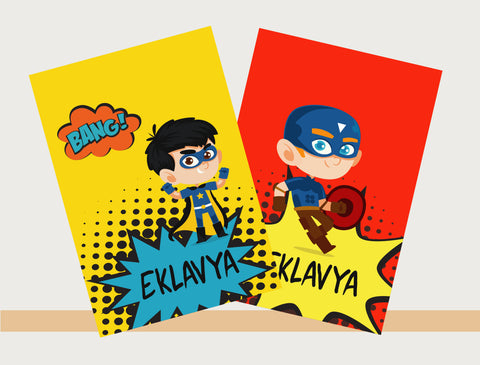 Personalised Notebooks - Comic Superhero, Set of 2