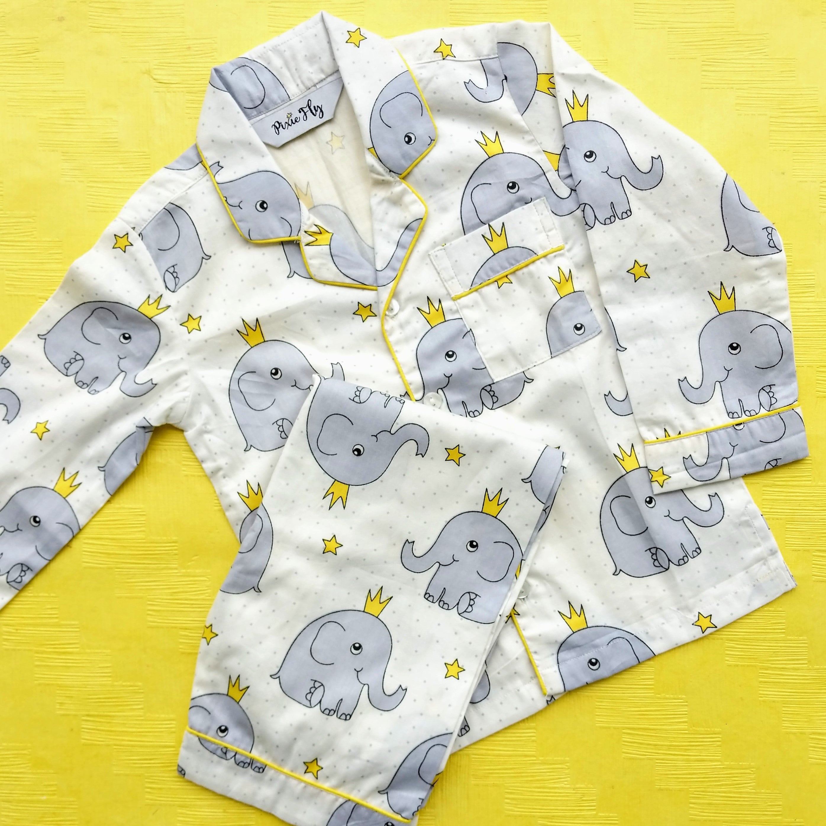 Adult Pyjama Set - Crowned Elephants, For Women