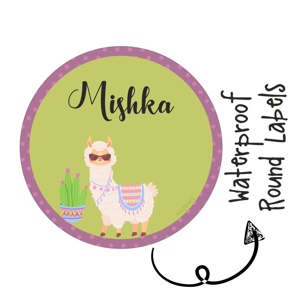 Round Waterproof Labels -Cute Llama