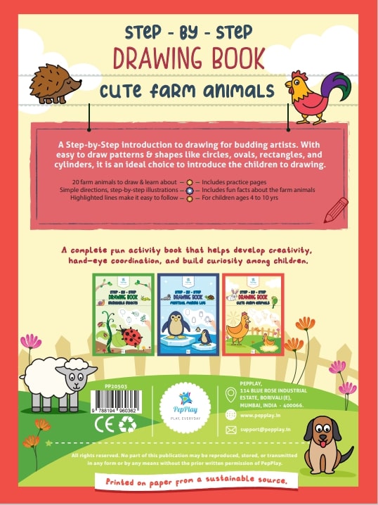 Pepplay Step By Step Drawing Book - Cute Farm Animal