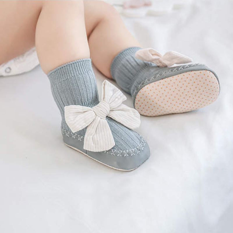Bow Baby Socks - Cyan Blue